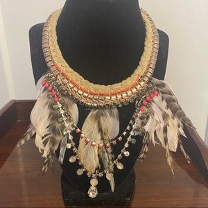 Feathers and Stone Necklace